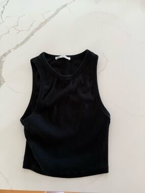 Zara Black Ribbed Scoop Neck Tank